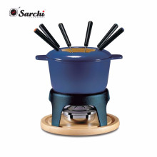 Cast Iron Enamel Fondue Set For Cheese And Chocolate